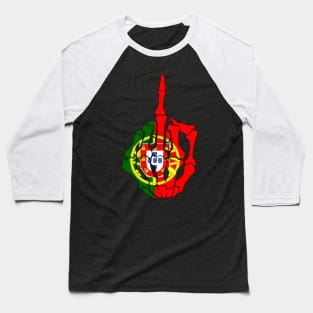 Skeleton Middle Finger Portugal Flag T-Shirt Baseball T-Shirt